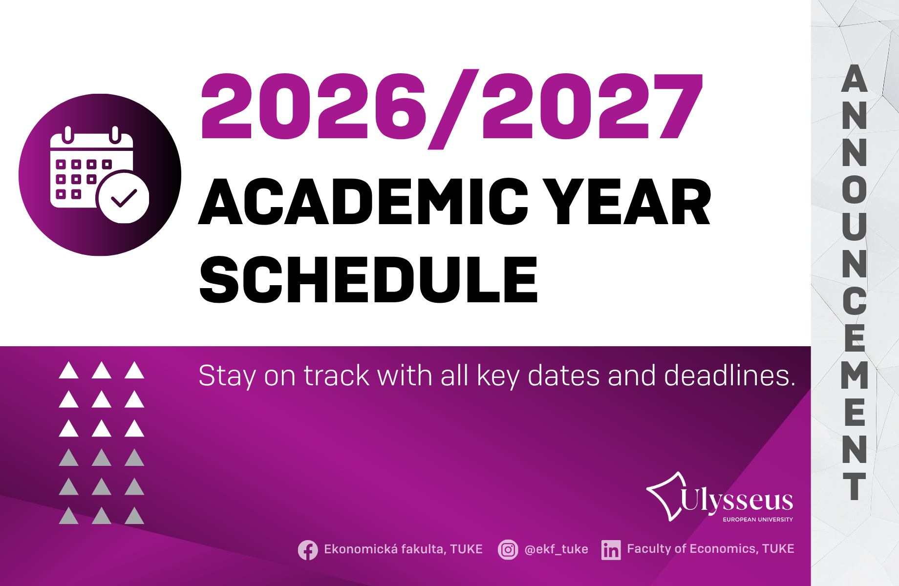 Academic Year 2026/2027 Schedule Released