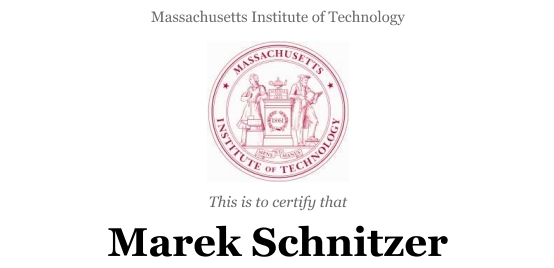 Blahoželáme Ing. Marekovi Schnitzerovi, PhD. ku získaniu certifikátu na Massachusetts Institute of Technology image