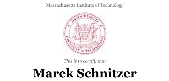 Congratulations to Ing. Marek Schnitzer, PhD. to obtain a certificate from the Massachusetts Institute of Technology image